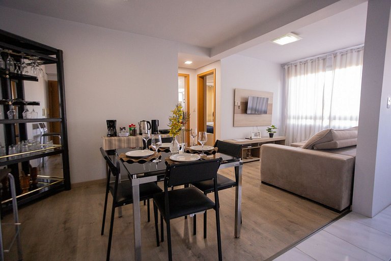 Apê em Bento com vista, churrasqueira e ótima localização